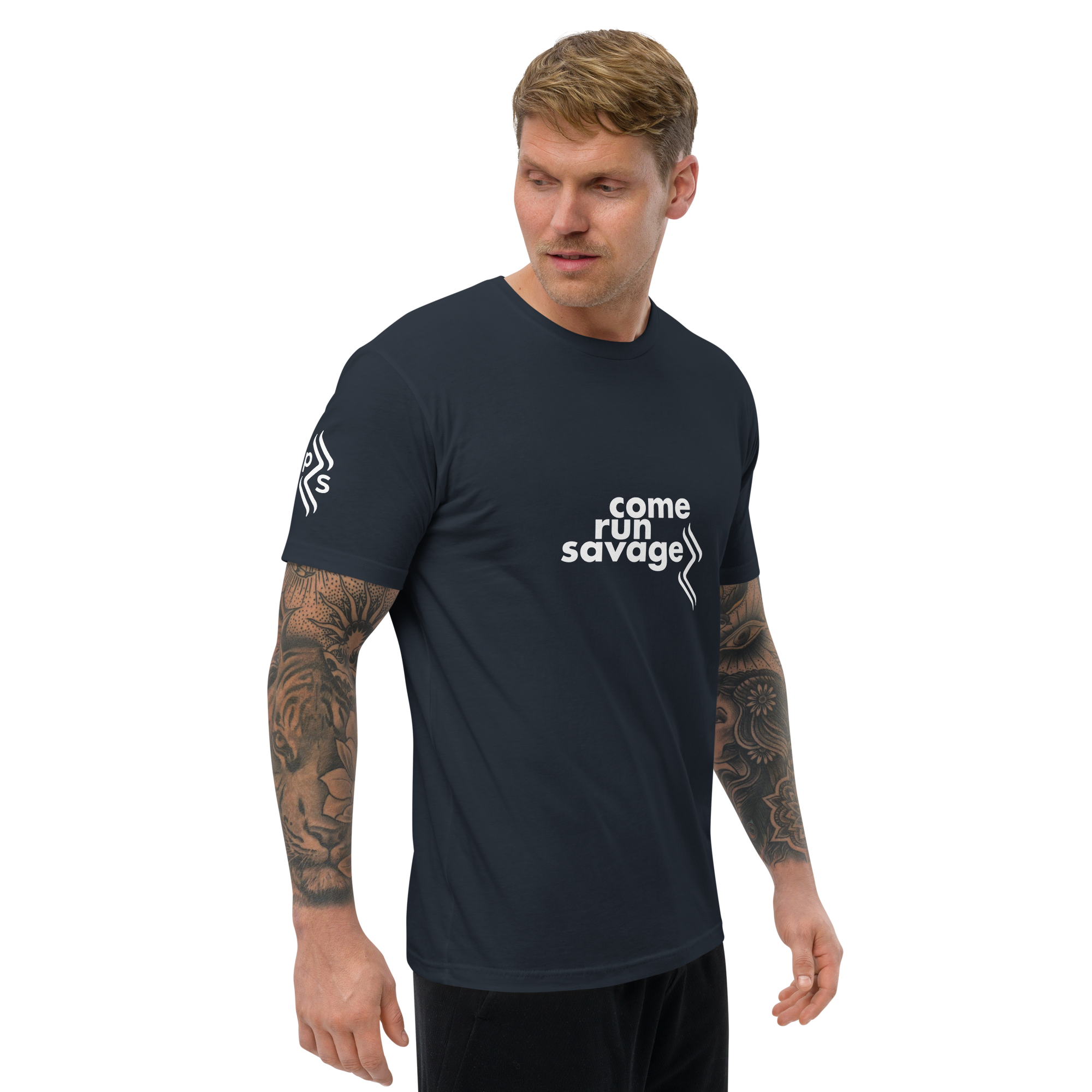 Come Run Savage Short Sleeve Logo T-Shirt (White Logo & Poem)