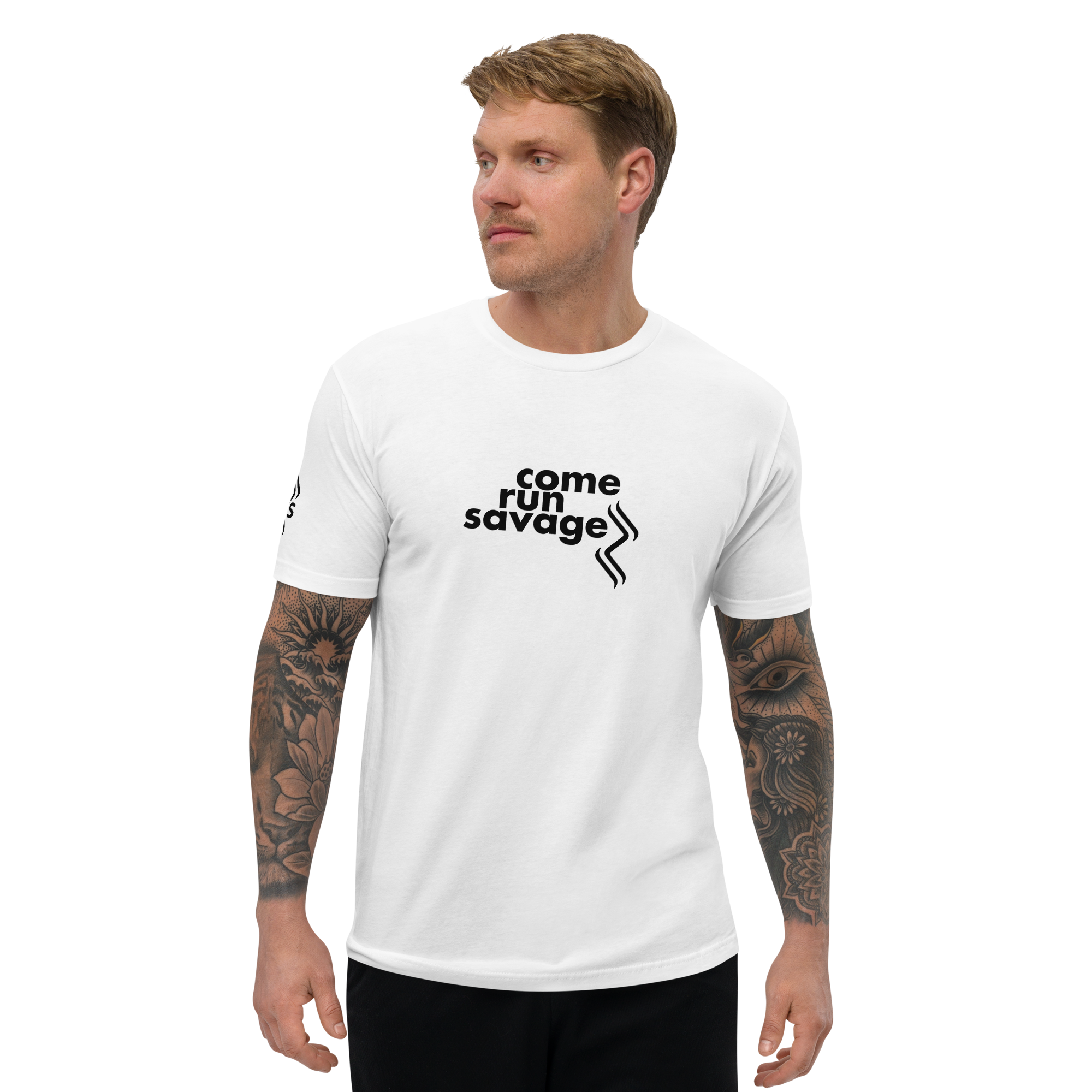 Come Run Savage Short Sleeve Logo T-Shirt (Black Logo & Poem)