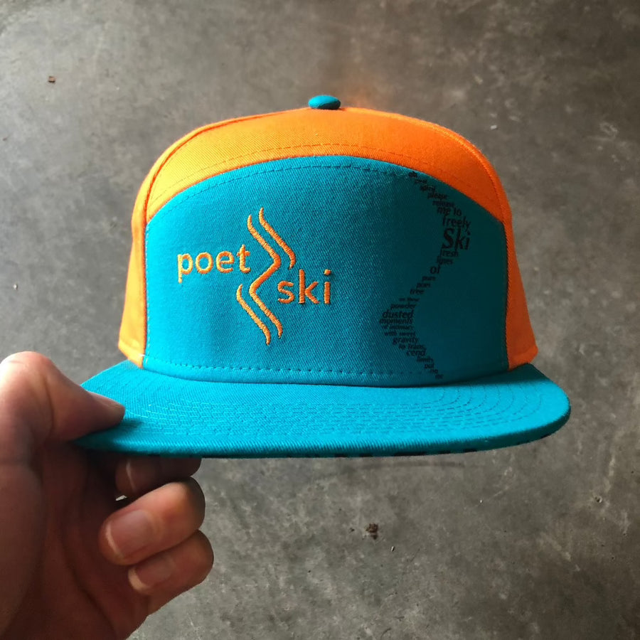 Poet Skis 6 Panel Hat Orange + Teal